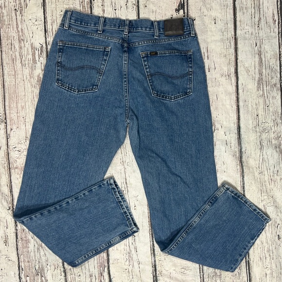 Lee Blue Denim Jeans Mens Pants Distressed Cowboy - Picture 5 of 10